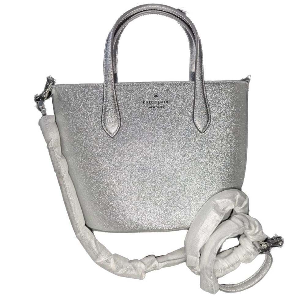 Kate Spade New York Glimmer Small Zip Satchel in Silver Glitter - Picture 4 of 8